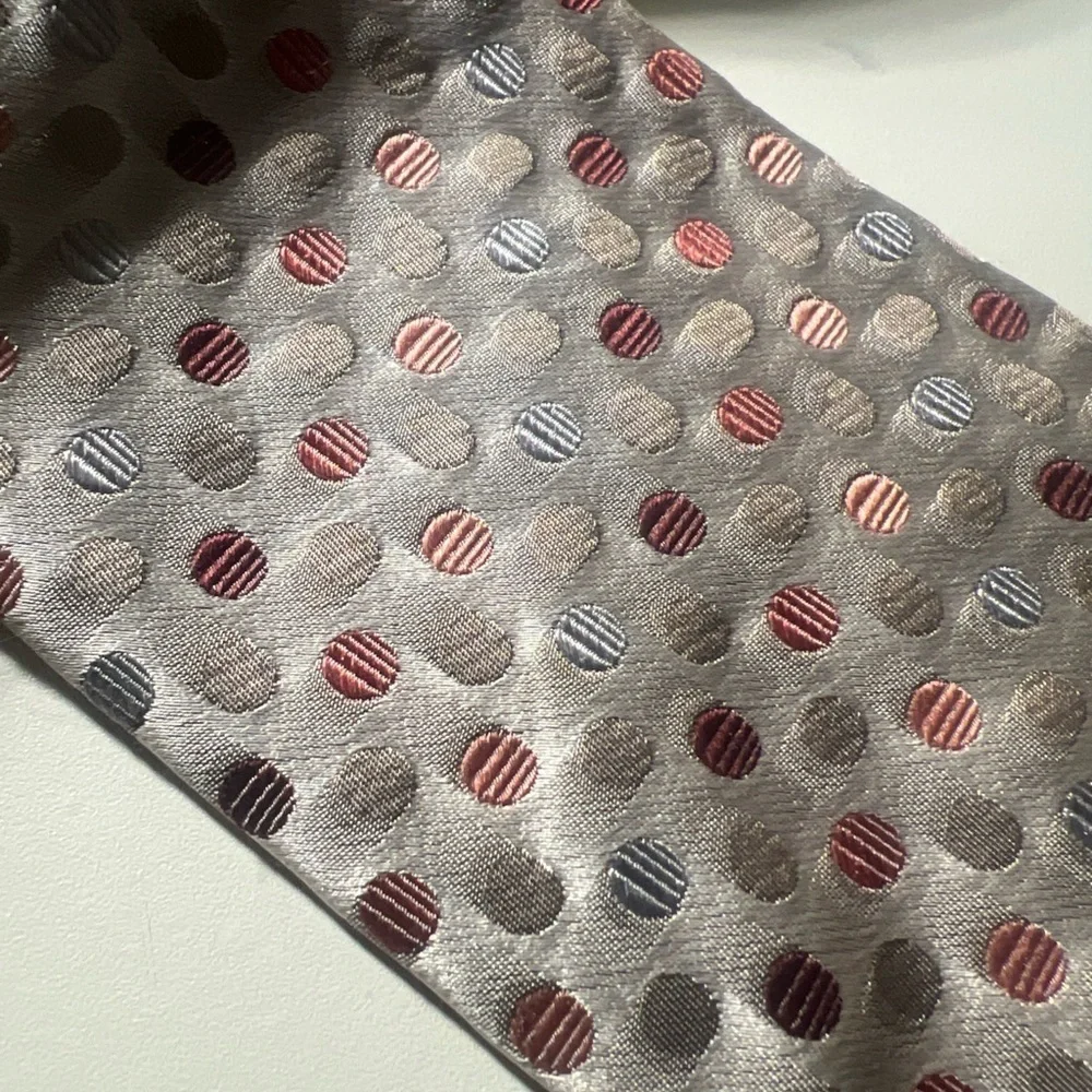Geoffrey Beene Gray and Red Classic Tie with Polka Dots pastels